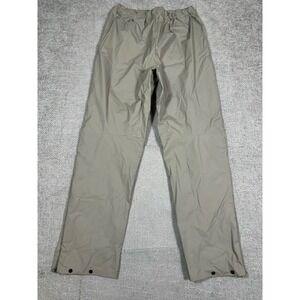 VTG Eddie Bauer Pants Mens Medium Tan PVC Nylon Waterproof Outdoors Ankle Zip